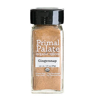 A bottle of Primal Palate Gingersnap Seasoning