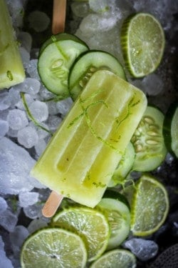 Close up image if a Cucumber Limeade Popsicle