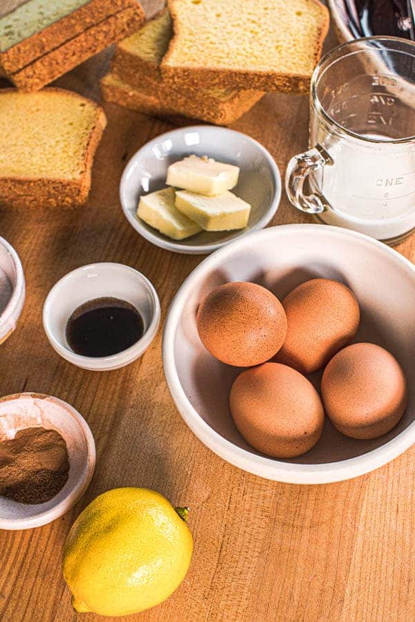 The ingredients needed to make the Perfect Recipe For French Toast