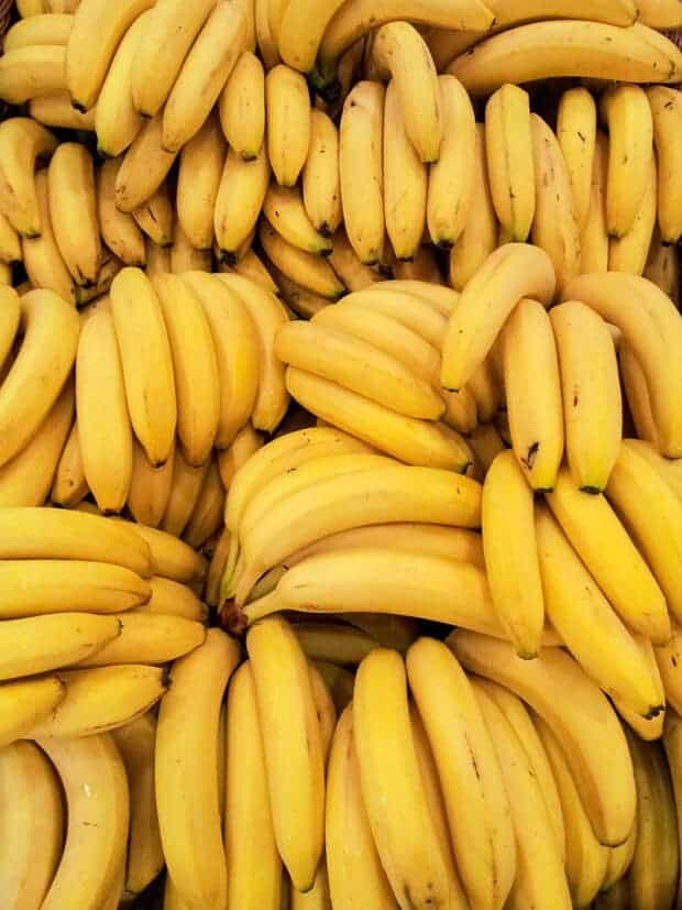 Bunches of fresh bananas.