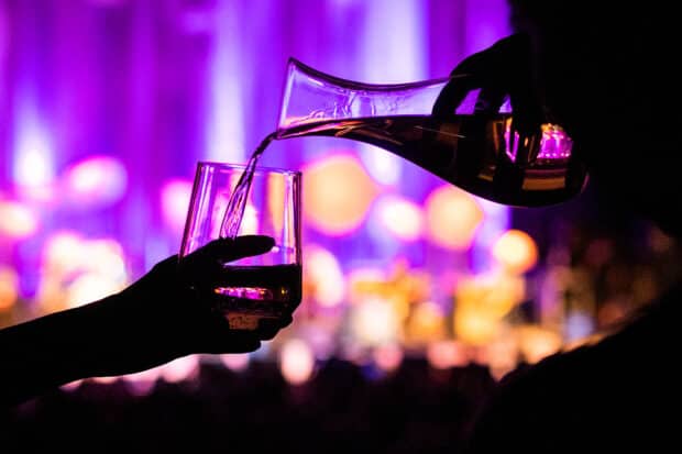 a wine pour at the Counting Crows concert in Paso Robles, California