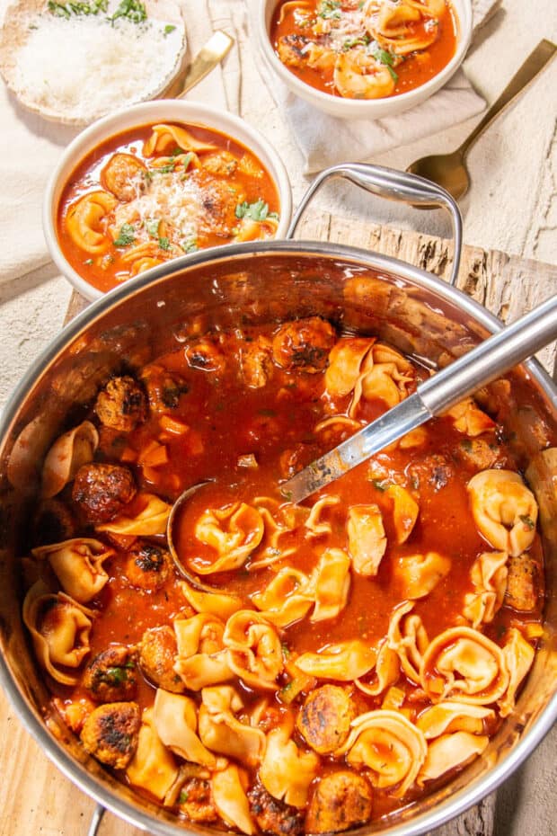 Gluten-Free Tortellini Soup with Meatballs