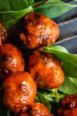 Simple Buffalo Chicken Meatballs & A Super Bowl Recipe Round Up