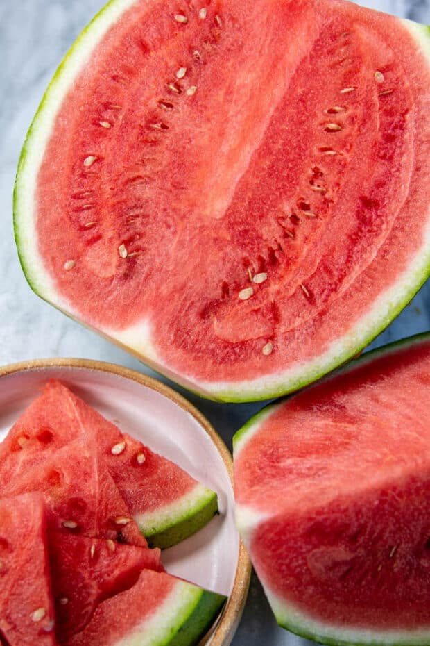 up close image of inside of a watermelon.