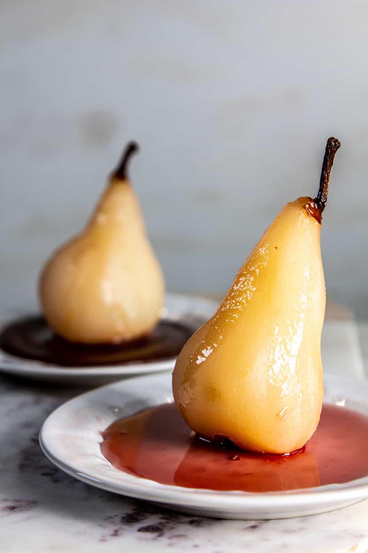 two poached pears