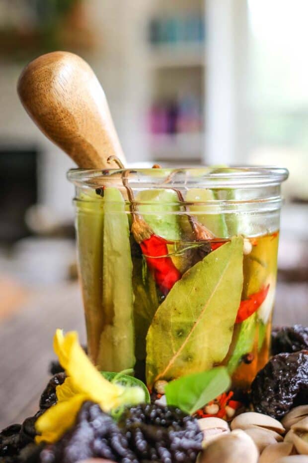 jar of pickles with peppers inside