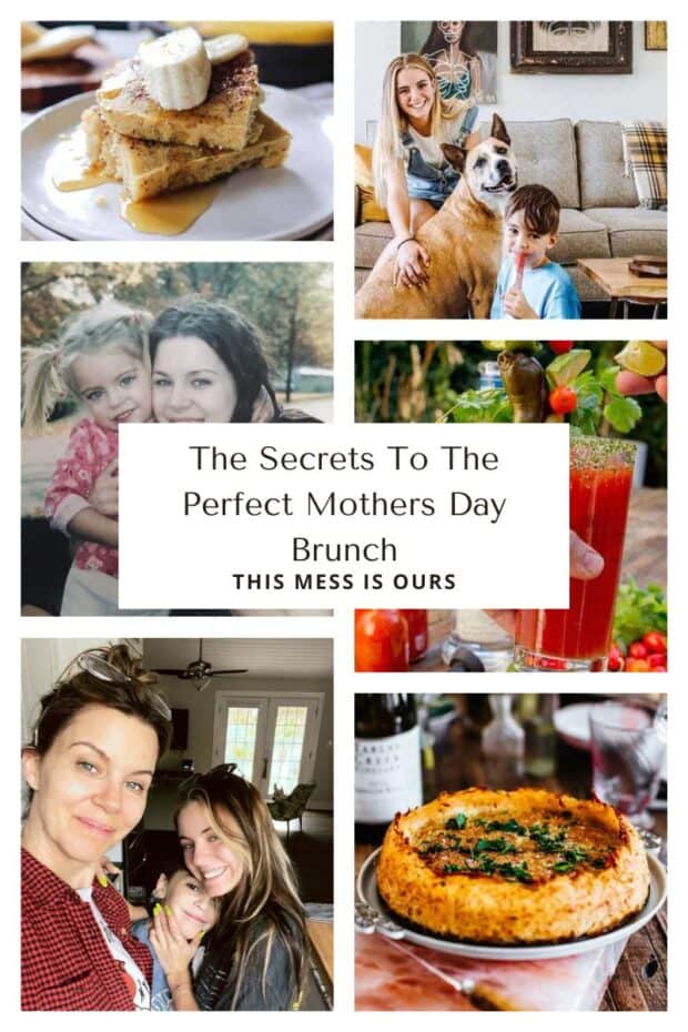 photo collage of mother & her children & food ideas for mothers day brunch