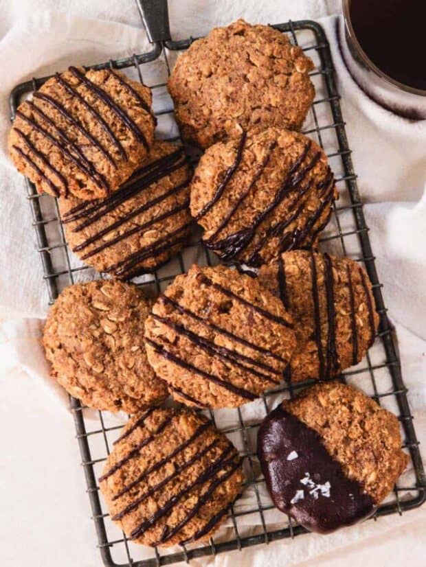 A baking rack full of high fiber cookies.