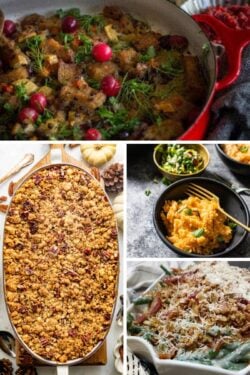 Collage of images of casseroles.